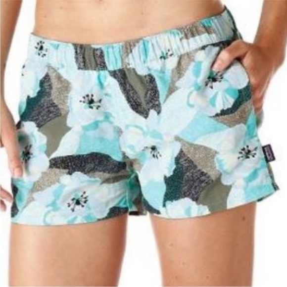 Patagonia Pants - Patagonia Athletic Blue Black Floral Hibiscus Field Barely Baggies Shorts Sz XS